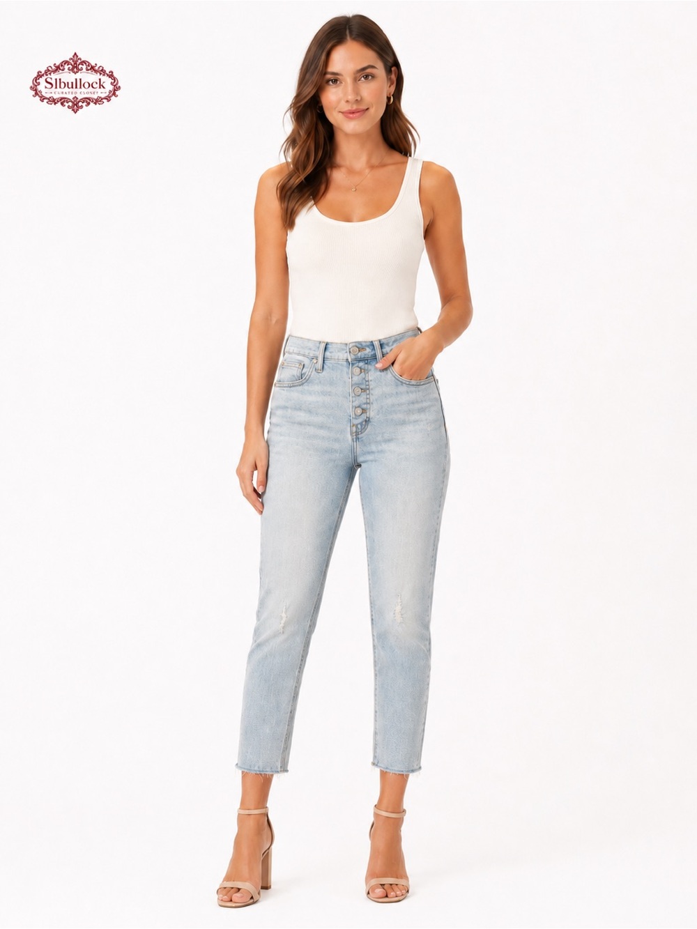 M1 Madewell Button Fly Skinny Crop Jeans Asbury Wash Distressed Est Size 30